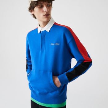 Lacoste LIVE Colorblock Fleece Polo Sweatshirt - Mikiny Pánské Blankyt / Bílé | CZ-rLLcK3